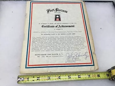 Vietnam Era 1964 Fort Slocum Ny Certificate Mp Officer Signed Wwii Dsc Winner • $97.88