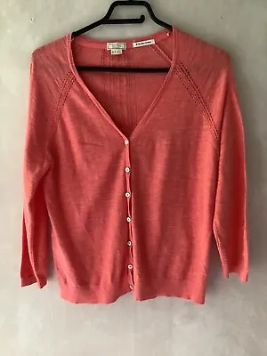 $12.46 • Buy 🌈 Fat Face Salmon Pink Cotton V Neck Cardigan 3/4 Sleeves Size 12