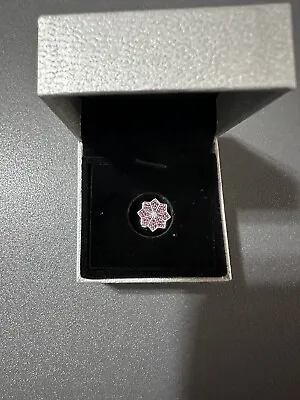 POINSETTIA Black Friday PANDORA Silver/RED Pave LIMITED EDITION Charm/Bead NEW • $125