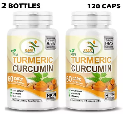 Organic Turmeric Curcumin With Black Pepper BioPerine 95% 15050mg 120 Caps • $16.14