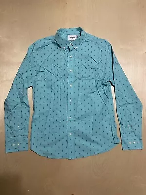 Goodfellow & Co Men's Slim Fit Button Up Long Sleeve Shirt Size Medium Turquoise • $16.94