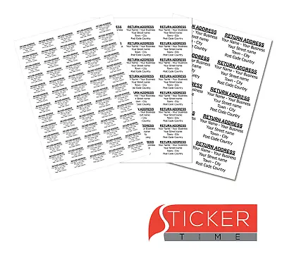 £1.69 • Buy Personalised Pre Printed Return Address Sticky Adhesive Labels On A4 Sheets