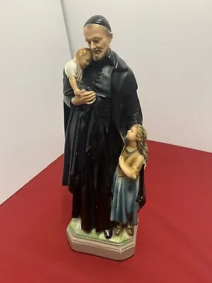 Vintage Catholic Priest  Figurine Chalkware Monk Pastor 15” • $218