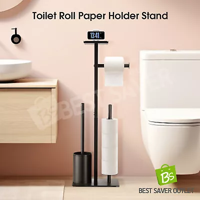 Toilet Roll Holder Paper With Topper Shelf Bathroom Tissue Roll Storage Stand • $43.79