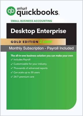 $210.40 • Buy 2 User QuickBooks Enterprise Gold 2023 (Monthly Subscription) + Payroll INCLUDED