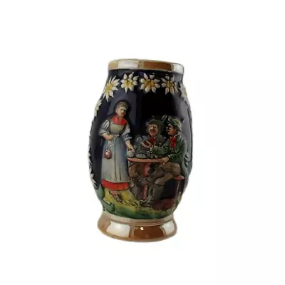 Vintage Ceramic Small Beer Stein Made In Germany Embossed Gentlemen Maiden READ • $9.98