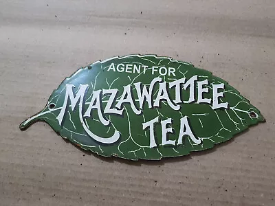 Porcelain Mazawattee Tea Enamel Sign Size 10  X 5  Inches • $79.99