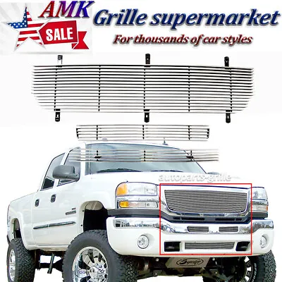 For 2003-06 GMC Sierra 1500/2500HD/3500 Classic Billet Grille Front Grill Chrome • $88.34