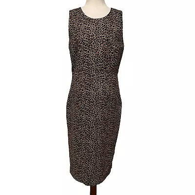 J. Crew Sheath Dress Size 10 Leopard Print Sleeveless Cotton Stretch • $24.95