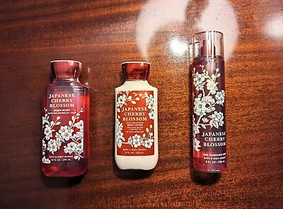 Bath And Body Works JAPANESE CHERRY BLOSSOM Fragrance Body Wash & Lotion 3pc • £25.75
