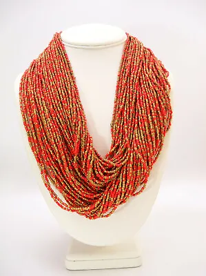 Vintage East India Naga Coral Glass Bead Tribal Necklace • $138.75