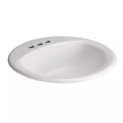 Glacier Bay Bathroom Sink 19  Classic Design Vitreous China Durable Round White • $66.14