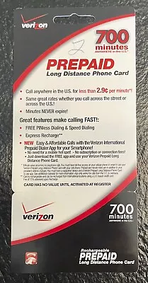 Verizon Prepaid Phone Card 700 Minutes Long Distance • $37.95