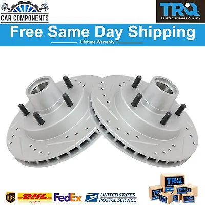 TRQ New Front Brake Rotor Drilled & Slotted Coated Pair For 1982-1995 Chevy GMC • $119.95