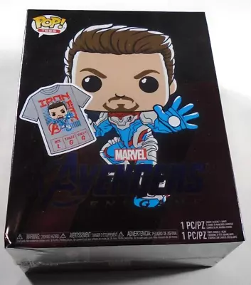 Funko POP! Tees Avengers End Game Iron Man Bobblehead & Large T-Shirt • £13.50