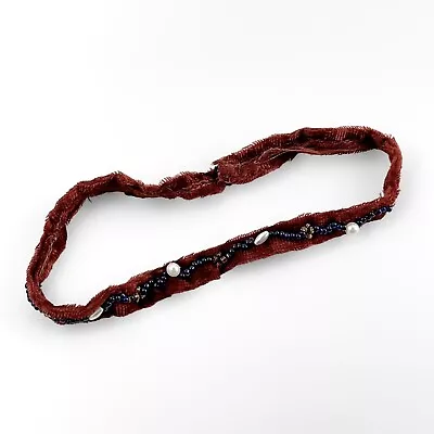 Vintage Red Velvet Beaded Choker Vitorian Style • $14.07