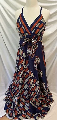 Vtg Silky Ruffle Hem Maxi Sun Dress M / L ~ India • $19.99