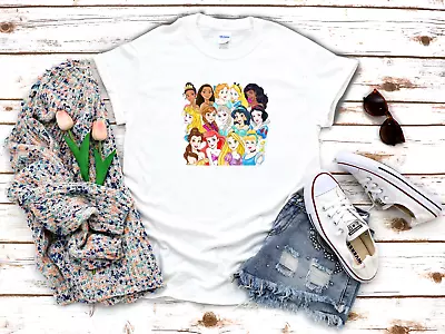 £9.50 • Buy Disney Princess Drawing Collage White Women's 3/4 Short Sleeve T-Shirt F288