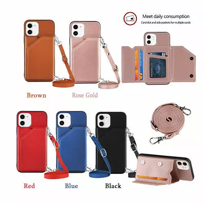 Wallet Lanyard Leather Phone Case Cover For IPhone 13 Pro Max 12 11 6s 7Plus XR  • $12.79