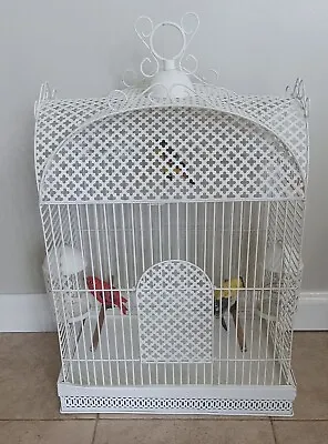 Vtg Antique Bird Cage Metal Wire Decorative Parakeet Finch Swivel Feeders Ornate • $199.95