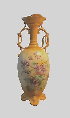 VICTORIA AUSTRIA ROYAL WETTINA ? Porcelain Vase W/ Ornate Handles. 13.5  • $28.50