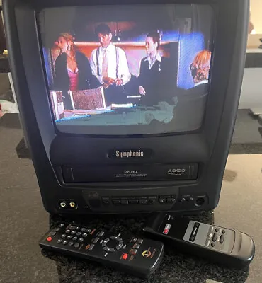 $119 • Buy Vintage Symphonic 9  TV Television/VCR Combo With  2 Remotes. AC/DC Powered.