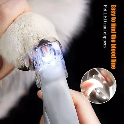 Pet Nail Clippers With LED Light Dog Cat Claw Grinder Scissor Toe Trimmer Cutter • £6.75