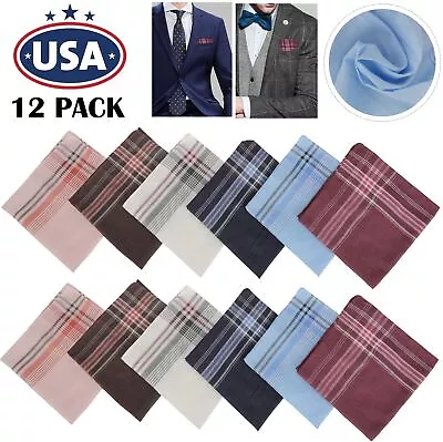 12× Men's Premium Handkerchiefs Cotton Classic Hankies Pocket Square Hanks USA • $9.89