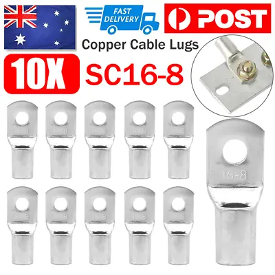 10pcs Tinned Copper Lug Cable Lugs 16-8mm Battery Connector Terminals 16mm Wire • $5.45