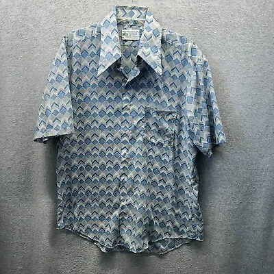 Vintage K-Mart Shirt Adult Large Blue Disco Leisure 70s Casual Mens Polyester * • $38.75