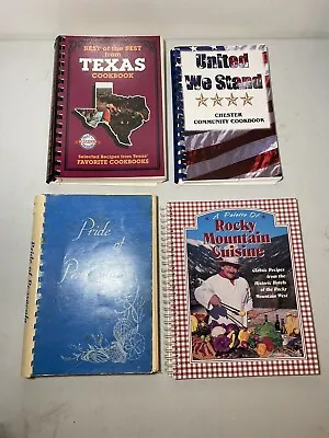 Lot Of 4 Vintage Cookbooks Spiral Community Best Of Texas Pensacola FL Rocky Mtn • $22.49