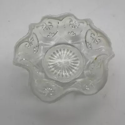 CANDY DISH: Victor Ruffled Opalescent Clear Glass Berry Bowl Dugan Glass 1905 • $9.99