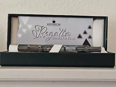 Monteverde Regatta Black Mother Of Pearl Fountain Pen Gunmetal Extra Fine Nib • $106