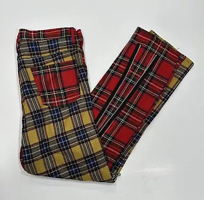 Tiger Of London Mens Red And Yellow Tartan Zip Bondage Pants Size 34 NWT • $45