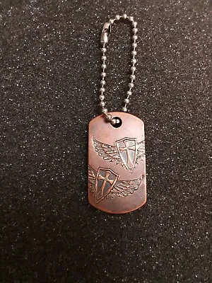 STEEL FLAME DOUBLE WINGED CRUSADER CROSS Copper Dog TAG • $100