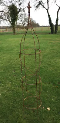 Metal Rust Garden Obelisk Climbing Plant Natural Rusted Rose Support Flame 175cm • £47.99