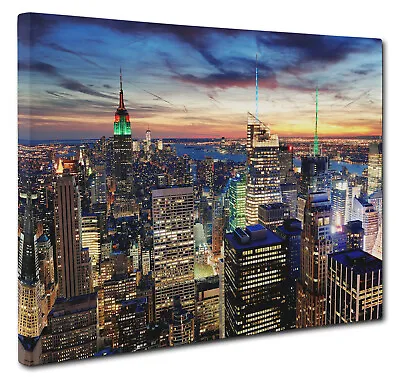 £39.75 • Buy New York City Skyline Canvas Print Wall Art Picture Blue Cityscape Abstract NYC