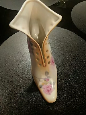 RS Hand Painted Roses Porcelain Victorian Style Boot Shoe. • $27
