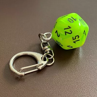D20 Dice Keyring - Chessex - Vortex - Bright Green • £2.99