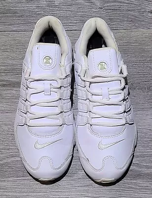 Nike Shox NZ 378341-128 Triple White Leather Men's Size 7.5 • $60