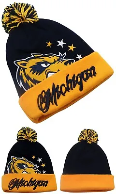 MIchigan New Leader Colossal Wolverines Angry Blue Gold Era Beanie Knit Hat Cap • $19.99