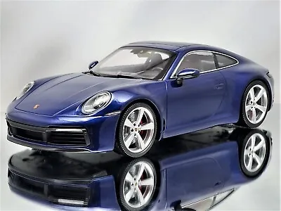 Minichamps Porsche 911 (992) Carrera 4S 2019 Gentian Blue Model Car 1:18 • $219.99