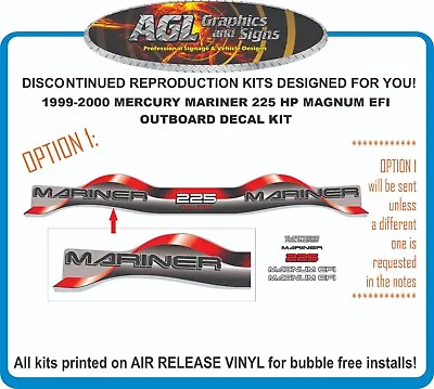 1999 - 2000 MARINER 225 Hp MAGNUM EFI OFFSHORE 3.0 Litre  Decals   200 150 • $69.90