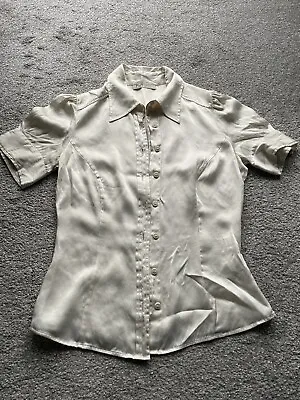 Ladies M By Madonna Cream Silk Fitted Shirt  Size Eu 36 Uk 8-10 • £19.99
