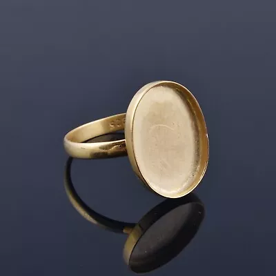 Gold On 925 Sterling Silver Oval Blank Bezel Cup Stone Setting Ring Supplies • $21