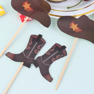 40 PCS Cowboy Cake Decorations Cartoon Cupcake Toppers Birthday Cupcake Toppers • £6.75