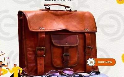 Men's Genuine Briefcase Bag Vintage France Leather Satchel Messenger Man Laptop • $49.40