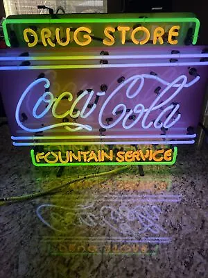 Vintage Coca Cola Drug Store Fountain Service Neon Sign • $275