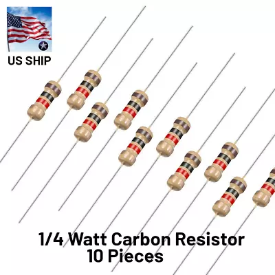 Carbon Film Resistor 1/4W .25 Watt 5% Tolerance | 10 Pieces | US Shipping • $3.72