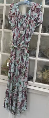 Katies Size 14 Soft Serenity Maxi Dress Floral Shirring BNWT • $10